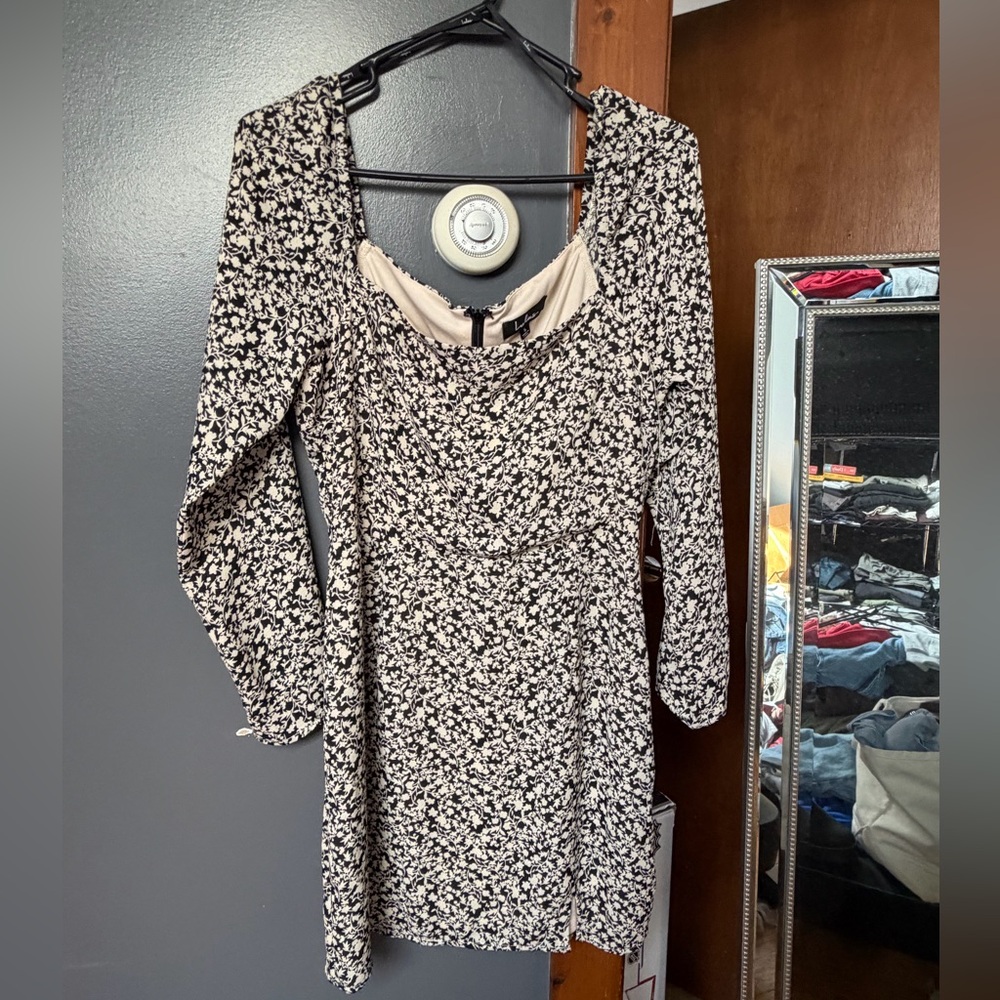 Lulu’s black and white Dixie floral square neck dress new without tags nwot